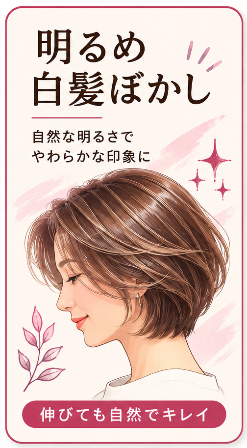 白髪を活かした明るめの白髪ぼかしヘア